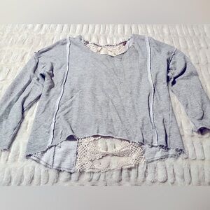 Free People Fleece and Lace Top